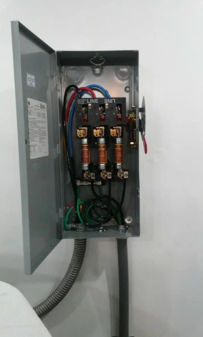 Three-phase disconnect switch installed for Electrical Wiring & Rewiring in Olga